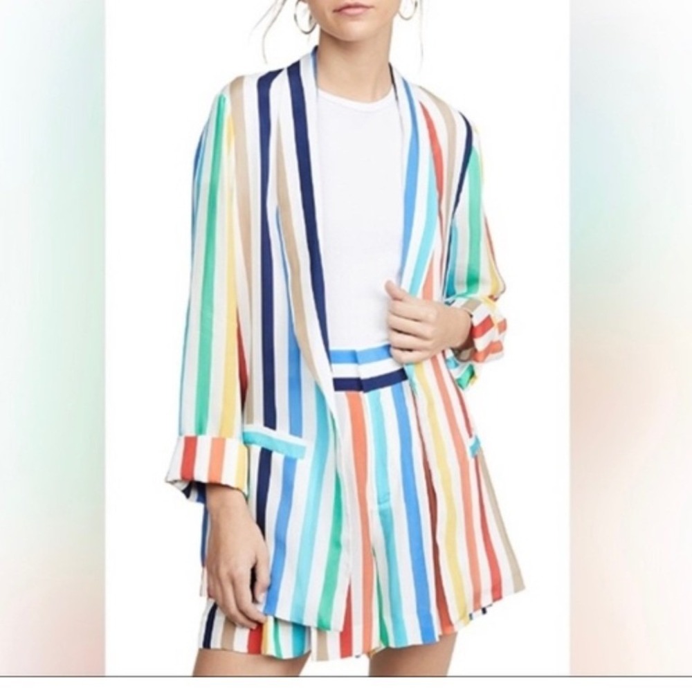 Alice + Olivia Kylie Rainbow Stripe City Shorts and Jacket Suit 2 PC  XS/0 MINT!